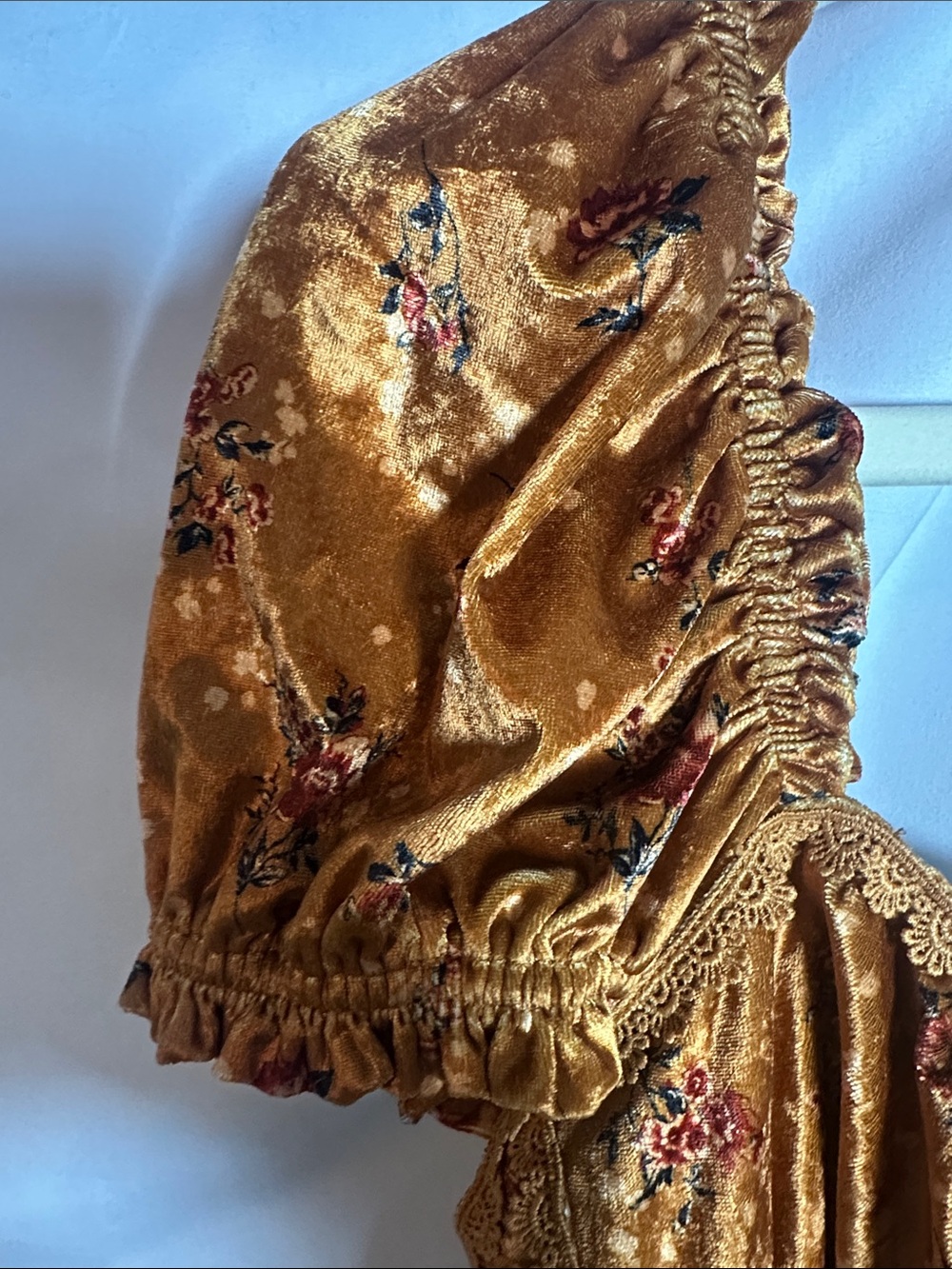 Free People Velvet Puff-Sleeve Crop Top - Burnt Copper - Picture 3 of 5